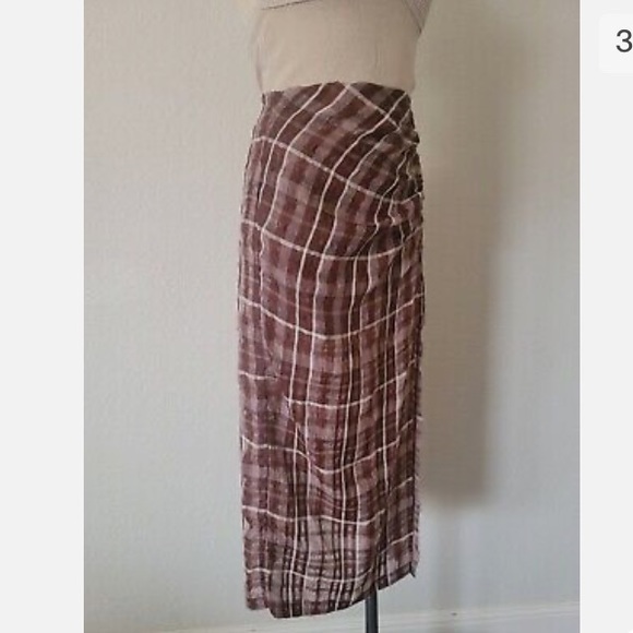 Zara burgundy Plaid Slit Midi Skirt - Picture 7 of 9